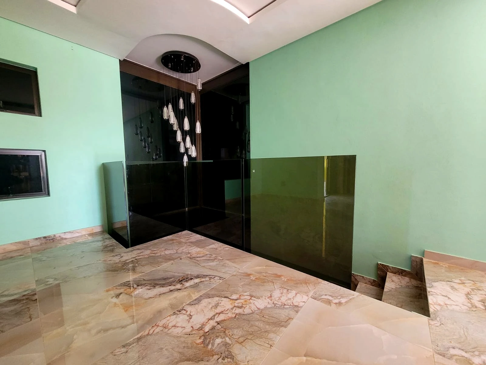 Marble staircase entryway interior with luxury finishes