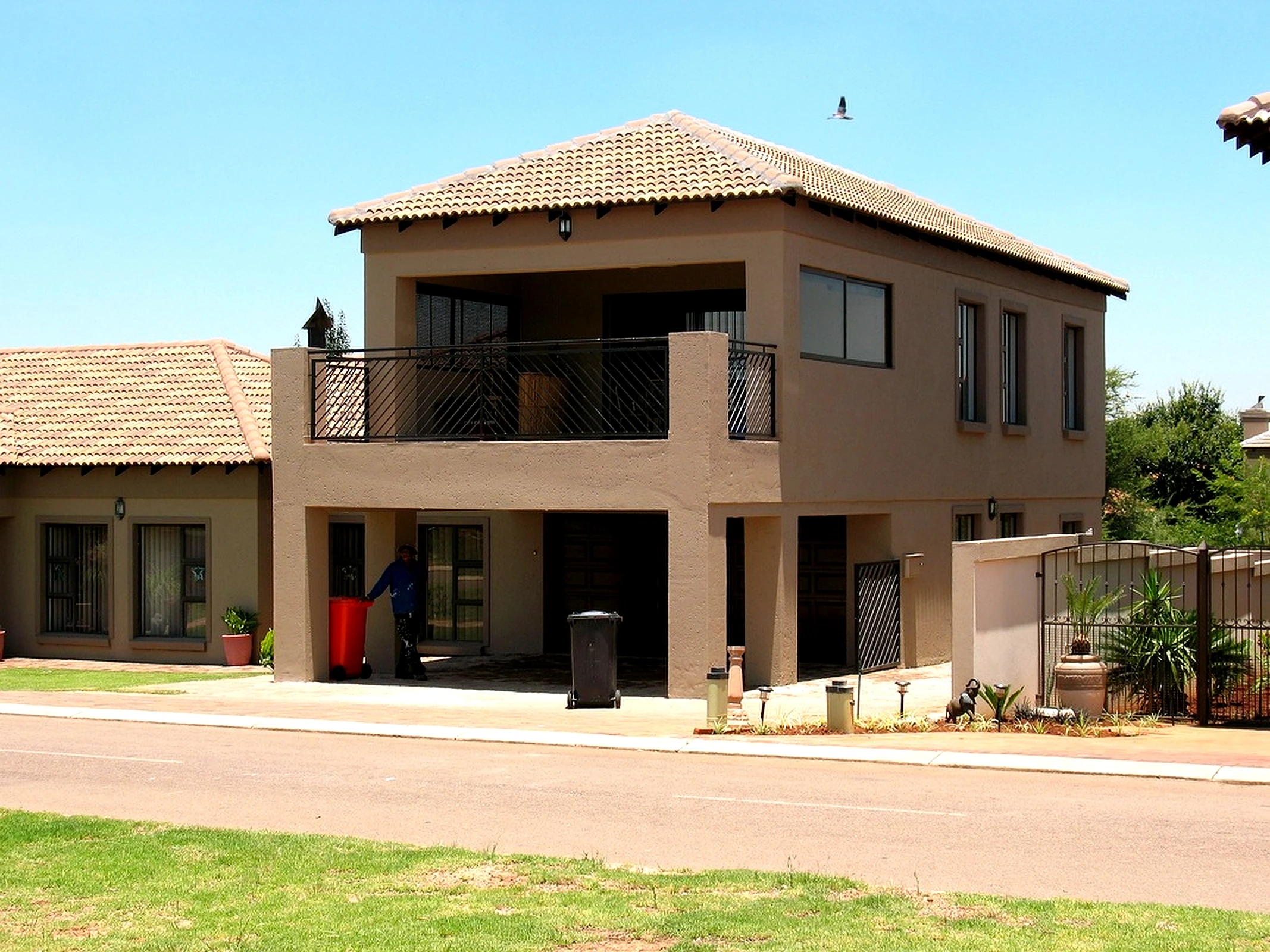 Modern double storey house corner view exterior