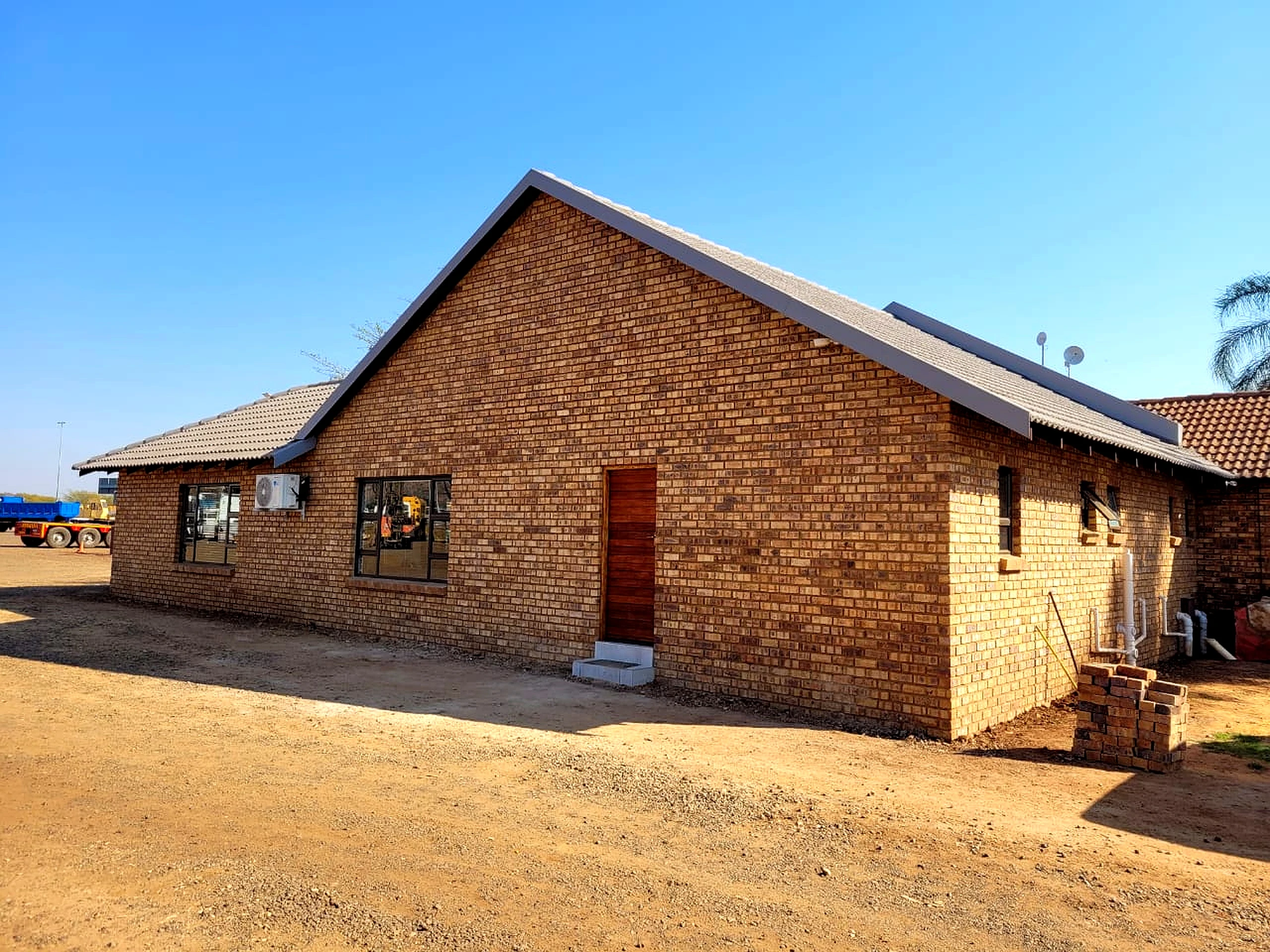 Simple brick home exterior residential construction project