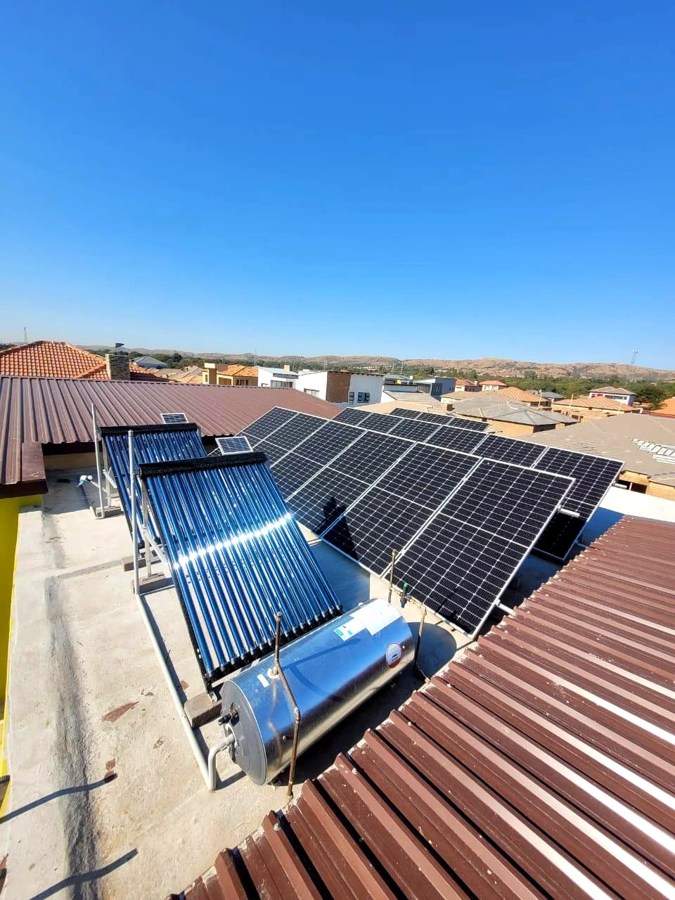Solar geyser and rooftop solar panel installation
