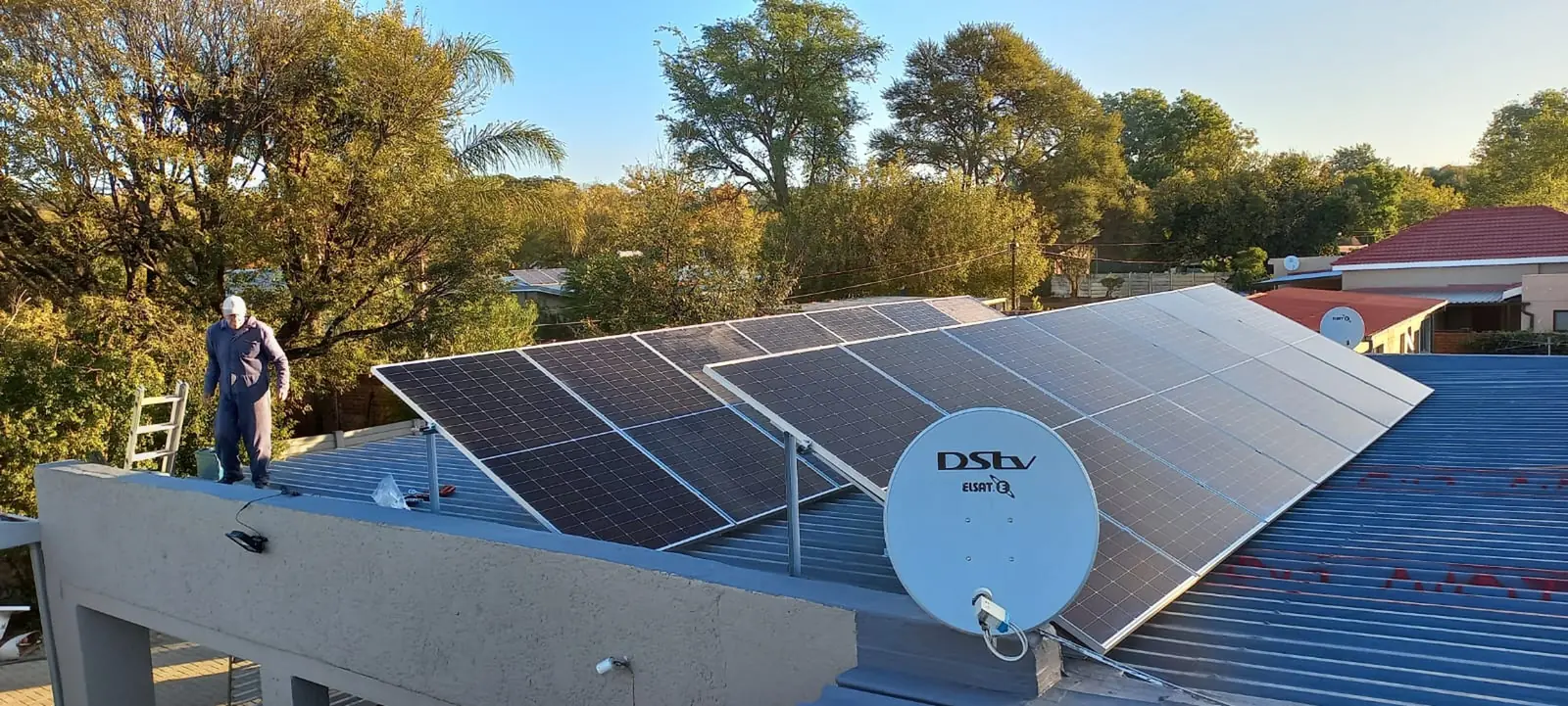 Solar panel installation on a residential roof in Gauteng by CT4 home builders.